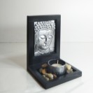 Budda Face Incense & Candle holder Set Silver