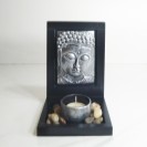 Budda Face Incense & Candle holder Set Silver