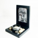 Budda Face Incense & Candle holder Set Silver