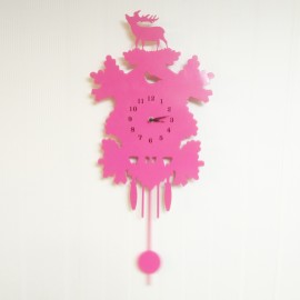 MH Collection Silhouette Pendulum Wall Clock Deer cherry