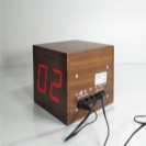 Karlsson Alarm clock Around The Corner LED wood 13x13cm,Incl. transformer Brown 