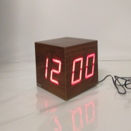 Karlsson Alarm clock Around The Corner LED wood 13x13cm,Incl. transformer Brown 