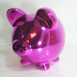 GSQ Jumbo Piggy Bank Ceramic Chrome Magenta