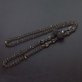 Virginia Elegant Smoky Champagne Topaz Crystal embroidered ball Necklance