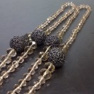 Virginia Elegant Smoky Champagne Topaz Crystal embroidered ball Necklance