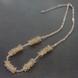 Virginia Elegant Smoky Champagne Topaz Crystal pine nutt ball Necklance