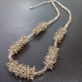 Virginia Elegant Smoky Champagne Topaz Crystal pine nutt ball Necklance