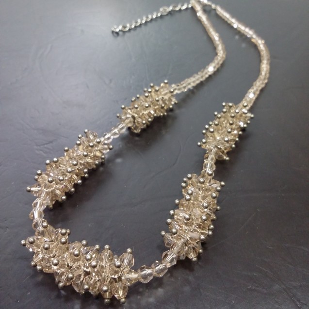 Virginia Elegant Smoky Champagne Topaz Crystal pine nutt ball Necklance