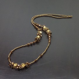 Virginia Vintage Rose Gold Plated  Champagne Topaz & flowers Necklance