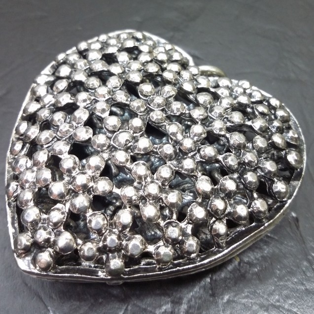 Virginia Vintage plated silver Clear Topaz Crystal Heart Pendant 