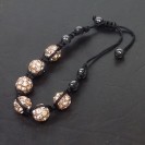 Virginia Elegant Champagne Topaz Crystal embroidered Ball String Bracelet