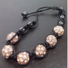 Virginia Elegant Champagne Topaz Crystal embroidered Ball String Bracelet
