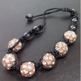 Virginia Elegant Champagne Topaz Crystal embroidered Ball String Bracelet