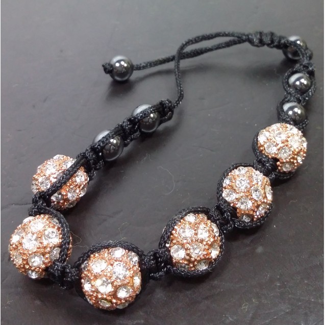 Virginia Elegant Champagne Topaz Crystal embroidered Ball String Bracelet