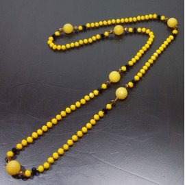 Virginia Elegant Yellow Chalcedony Black Smoky Quartz Obsidian Necklance