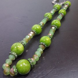 Virginia Elegant Green Gold Aventurine Quartz  Agate Necklance