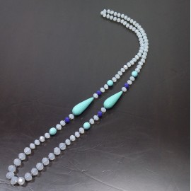 Virginia Elegant blue champagne Topaz crystal Chalcedony Necklance 