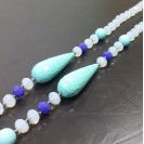 Virginia Elegant blue champagne Topaz crystal Chalcedony Necklance 