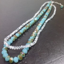 Virginia Elegant Green Gold Aventurine & White Silver Quartz  Agate Necklance 