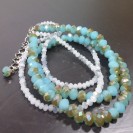 Virginia Elegant Green Gold Aventurine & White Silver Quartz  Agate Necklance 