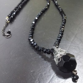 Virginia Vintage blue champagne Topaz Lace Agate Necklance
