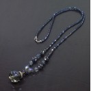 Virginia Elegant blue Smoky Champagne Topaz Crystal pendant ball Necklance
