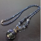 Virginia Elegant blue Smoky Champagne Topaz Crystal pendant ball Necklance