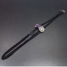 Virginia Vintage paint lacquer butterfly Clear Topaz Crystal metal leather necklance