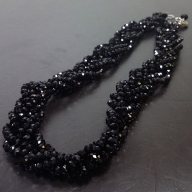 Virginia Elegant 6in1 3mm Black Smoky Quartz Obsidian Necklance 
