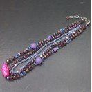 Virginia Elegant 3in1 Blue Smoky Champagne Topaz Crystal Purple Chalcedony Agate Necklance