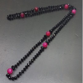 Virginia Elegant Black Smoky Quartz Obsidian Cherry  Chalcedony Necklance