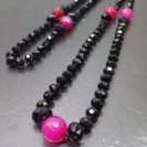 Virginia Elegant Black Smoky Quartz Obsidian Cherry  Chalcedony Necklance