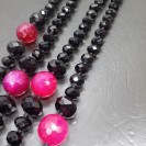 Virginia Elegant Black Smoky Quartz Obsidian Cherry  Chalcedony Necklance
