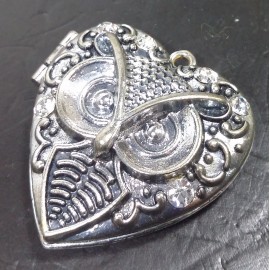 Virginia Elegant Champagne Topaz Crystal heart shape Magnetic open Owl pendant box 