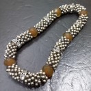 Virginia Vintage Brown Chalcedony Clear Topaz Crystal metal beads Bracelet