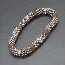 Virginia Vintage Brown Chalcedony Clear Topaz Crystal metal beads Bracelet