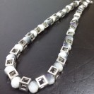 Virginia Vintage plantinum plated Cube Creamy White Chalcedony Necklance