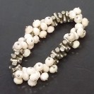Virginia Vintage Creamy White Quartz Chalcedony metal pillars elastic bracelet 