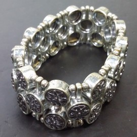 Virginia Vintage silver plated embroidered flower charms bracelet