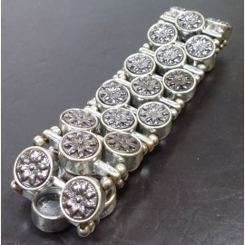 Virginia Vintage silver plated embroidered flower charms bracelet