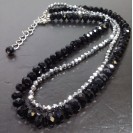 Virginia Elegant Black Smoky Quartz Obsidian  plated beads Necklance