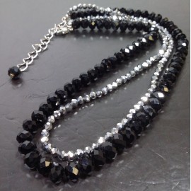 Virginia Elegant Black Smoky Quartz Obsidian  plated beads Necklance