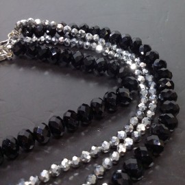 Virginia Elegant Black Smoky Quartz Obsidian  plated beads Necklance