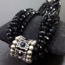 Virginia Elegant 4in1 black Smoky Quartz Obsidian Charm Necklance