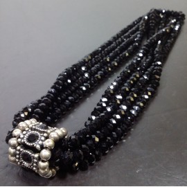 Virginia Elegant 4in1 black Smoky Quartz Obsidian Charm Necklance