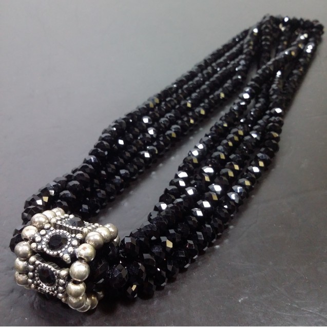 Virginia Elegant 4in1 black Smoky Quartz Obsidian Charm Necklance