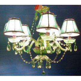 Leitmotiv Arylic Chandelier Ceiling Lamp 5 arms Belle Epoque green