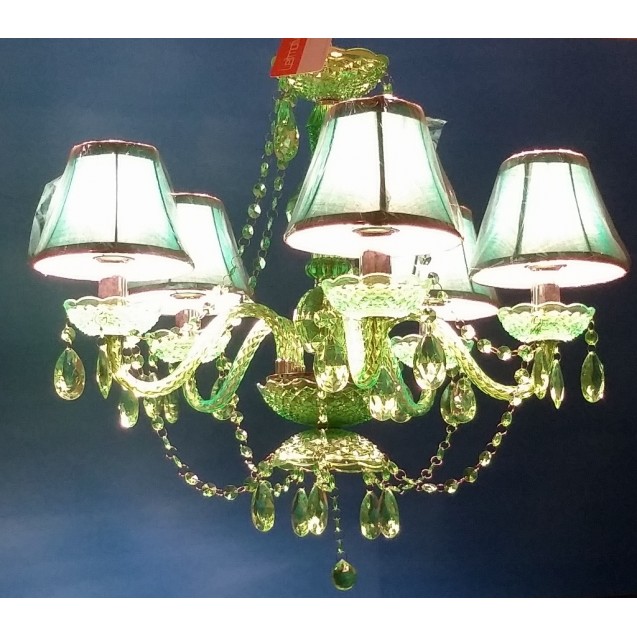 Leitmotiv Arylic Chandelier Ceiling Lamp 5 arms Belle Epoque green