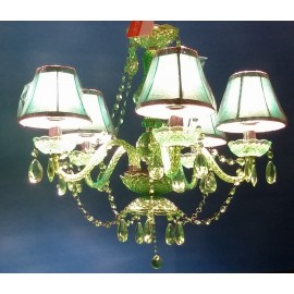 Leitmotiv Arylic Chandelier Ceiling Lamp 5 arms Belle Epoque green