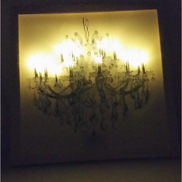 The Present Time Canvas frame Chandelier w14 wht LEDs